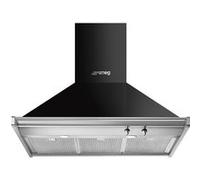 Smeg KD90HNE - Hotte - hotte décorative - largeur : 90 cm - profondeur : 54 cm - extraction et recirculation (avec kit de recirculation supplémentaire) - noir/inox Noir/inox G