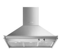 Smeg KD90HXE - Hotte - hotte décorative - largeur : 90 cm - profondeur : 54 cm - extraction et recirculation (avec kit de recirculation supplémentaire) - acier inoxydable Acier inoxydable G