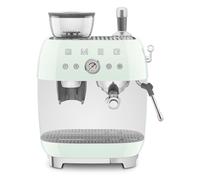 Smeg, Machine à Café Expresso Manuelle EGF03PGEU, avec Broyeur à Grain Intégré, Thermoblock, 4 Niveaux de Température, Buse Vapeur et Manomètre, Réservoir 1 L, Dimensions Compactes, 1350W, Vert d'eau