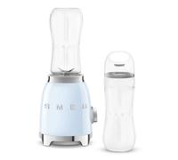 Smeg, Mini-blender Compact PBF01PBEU, 2 Niveaux de Vitesse, Blocage Moteur de Sécurité, 2 bouteilles de 600 ml Fournies, Base Antidérapante, Range cordon Intégré, 300W, Bleu Azur