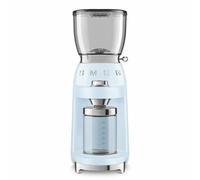 Smeg, Moulin à Café CGF11PBEU, Niveau de Mouture Réglable, 30 niveaux, Réservoir Grains de 350 g, Quantité de Mouture Réglable, avec Système Antistatique, 150 W, Bleu Azur