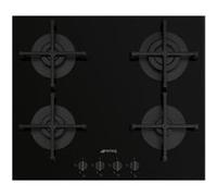 SMEG Plaque gaz PV264B, 4 foyers, Semi-affleurant ou affleurant Noir G