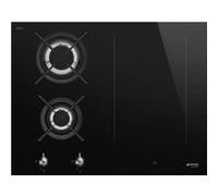 Smeg PM3643D - Table de cuisson mixte induction et gaz - 4 plaques de cuisson - Niche - largeur : 55.5 cm - profondeur : 48.2 cm - avec bord droit - noir NOIR G
