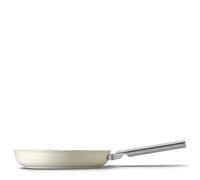 Smeg Poêle à frire antiadhésive style années 50, compatible avec toutes les plaques de cuisson, passe au four, passe au lave-vaisselle, couvercle en verre trempé, fabriquée en Italie, 28 cm, crème