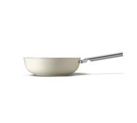 Smeg, Wok Anti-adhésif WOF3002CRM, diamètre 30 cm, revêtement céramique sans PFAS, poignée ergonomique en acier inoxydable, pour tous les plans de cuisson, jusqu'à 250° au four, capacité 6,6 L, crème