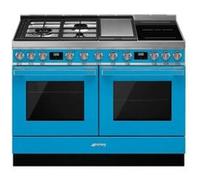 Smeg Portofino CPF120IGMPT - Cuisinière (four à deux étages) - pose libre - largeur : 120 cm - profondeur : 64 cm - hauteur : 94 cm - avec système auto-nettoyant - turquoise/acier inox Disponible en r
