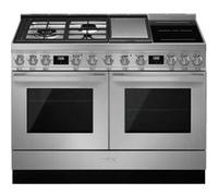 Smeg Portofino CPF120IGMPX - Cuisinière (four à deux étages) - pose libre - largeur : 120 cm - profondeur : 64 cm - hauteur : 94 cm - avec système auto-nettoyant - acier inoxydable Disponible en rouge