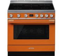 Smeg Portofino CPF9IPOR - Cuisinière - pose libre - largeur : 89.8 cm - profondeur : 60 cm - hauteur : 89 cm - avec système auto-nettoyant - classe A+ - orange Orange G