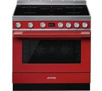 Smeg Portofino CPF9IPR - Cuisinière - pose libre - largeur : 89.8 cm - profondeur : 60 cm - hauteur : 89 cm - avec système auto-nettoyant rouge Rouge G