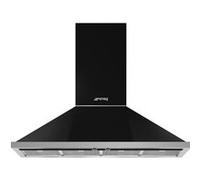 Smeg Portofino KPF12BL - Hotte - hotte décorative - largeur : 119.55 cm - profondeur : 49.45 cm - extraction et recirculation (avec kit de recirculation supplémentaire) - noir Noir / Inox G