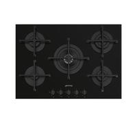SMEG PV275B Table De Cuisson 70CM 5 Brûleurs Design En Verre Noir Haute Qualité