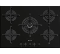 SMEG PV275B Table De Cuisson 70CM 5 Brûleurs Design En Verre Noir Haute Qualité