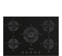 SMEG PV275B Table De Cuisson 70/75CM 5 Brûleurs Verre Noir Haute Qualité Design