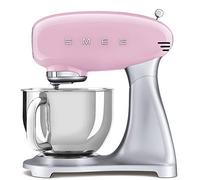 Smeg, Robot Pâtissier SMF02PKEU, 10 Niveaux de Vitesse, Fonction Mise en Marche Progressive, Bol 4,8 L, Verrouillage Moteur de Sécurité, Batteur Plat, Crochet et Couvercle Fournis, 800W, Rose