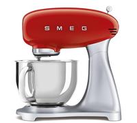 Smeg, Robot Pâtissier SMF02RDEU, 10 Niveaux de Vitesse, Fonction Mise en Marche Progressive, Bol 4,8 L, Verrouillage Moteur de Sécurité, Batteur Plat, Crochet et Couvercle Fournis, 800W, Rouge