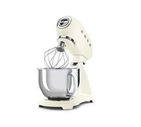Smeg, Robot Pâtissier SMF03CREU, 10 Niveaux de Vitesse, Fonction Mise en Marche Progressive, Bol 4,8 L, Verrouillage Moteur de Sécurité, 3 Batteurs, Crochet et Couvercle Fournis, 800W, Crème