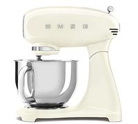 Smeg, Robot Pâtissier SMF03CREU, 10 Niveaux de Vitesse, Fonction Mise en Marche Progressive, Bol 4,8 L, Verrouillage Moteur de Sécurité, 3 Batteurs, Crochet et Couvercle Fournis, 800W, Crème
