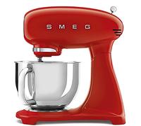 Smeg, Robot Pâtissier SMF03RDEU, 10 Niveaux de Vitesse, Fonction Mise en marche progressive, Bol 4,8 L, Verrouillage Moteur de Sécurité, 3 Batteurs, Crochet et Couvercle Fournis, 800W, Rouge