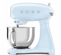 Smeg, Robot sur Socle SMF03PBEU, 10 Niveaux de Vitesse, Fonction Mise en marche progressive, Bol 4,8 L, Verrouillage Moteur de Sécurité, 3 Batteurs, Crochet et Couvercle Fournis, 800W, Bleu Azur