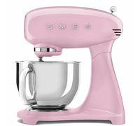 Smeg, Robot sur Socle SMF03PKEU, 10 Niveaux de Vitesse, Fonction Mise en marche progressive, Bol 4,8 L, Verrouillage Moteur de Sécurité, 3 Batteurs, Crochet et Couvercle Fournis, 800W, Rose