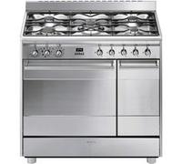 Smeg Cuisinière mixte SCB92MX8 90 cm Inox, plaque gaz et four électrique chaleur tournante