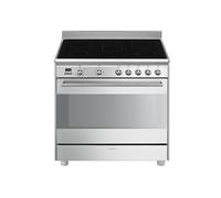 Smeg Piano de cuisson vitrocéramique SCD91CMX9 – 90 cm, 5 foyers, four multifonction 115 L