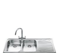 SMEG SP116D Évier De Cuisine 116CM 2 Bacs Égouttoir Droit Série Alba Inox
