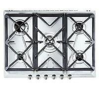SMEG SRV576GH5 Table de Cuisson Inox La Gaz 70 CM 5 Feux Grilles Au Fonte