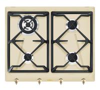 Smeg – Plaque de cuisson à gaz encastrable SRV864POGH – 60 cm – 4 zones – Ligne Coloniale – Crème