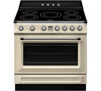 Smeg TR90IMP Cuisine 90 Cm, Modèle Victoria, Plaque de Cuisson à Induction, 5 Zones, Four Électrique Multifonction, 115 Litres, Couleur Pâte, Classe Énergétique A