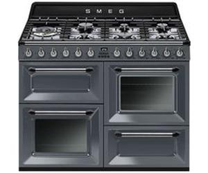 Smeg Victoria TR4110GR - Cuisinière (four à deux étages) - pose libre - largeur : 110 cm - profondeur : 65.5 cm - hauteur : 103 cm - avec système auto-nettoyant - anthracite Anthracite G