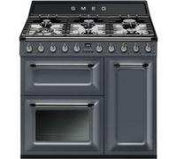 Smeg Victoria TR93GR - Cuisinière (four à deux étages) - pose libre - largeur : 90 cm - profondeur : 65.5 cm - hauteur : 102.7 cm - avec système auto-nettoyant - Gris ardoise Gris ardoise G