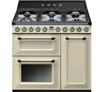 Smeg Victoria TR93P - Cuisinière (four à deux étages) - pose libre - largeur : 90 cm - profondeur : 60 cm - hauteur : 91 cm - avec système auto-nettoyant - crème Crème G