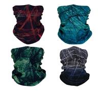 SMEHCF 4 Bandanas Polyvalents pour Femmes Et Hommes Bandeau Cagoule Foulard Visage Demi-Masque Airsoft Paintball Cache-Cou Respirant Lavable Rouge Vert Noir Bleu Dessin au trait
