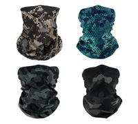 SMEHCF 4 Bandanas Polyvalents pour Femmes Et Hommes Bandeau Cagoule Foulard Visage Demi-Masque Airsoft Paintball Cache-Cou Respirant Réutilisable Lavable Camouflage Numérique Noir Et Gris