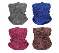 SMEHCF 4 Bandanas Polyvalents pour Femmes Et Hommes Bandeau Cagoule Foulard Visage Demi-Masque Airsoft Paintball Cache-Cou Respirant Lavable Bleu Rouge Gris Fleur de cajou Couleur classique