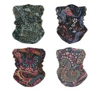 SMEHCF 4 Bandanas Polyvalents pour Femmes Et Hommes Bandeau Cagoule Foulard Visage Demi-Masque Airsoft Paintball Cache-Cou Respirant Lavable Fleurs de cajou colorées Couleurs froides