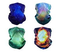 SMEHCF 4 Bandanas Polyvalents pour Femmes Hommes Bandeau Cagoule Cheveux Foulard Visage Demi Masque Cache-Cou Respirant Réutilisable Lavable Univers Nébuleuse Galaxie Flou Orange Vert