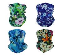 SMEHCF 4 Bandanas Polyvalents pour Femmes Hommes Bandeau Cagoule Cheveux Foulard Visage Demi Masque Cache-Cou Respirant Réutilisable Lavable Bleu Violet Lily Marguerite Fleur