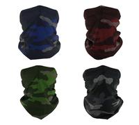 SMEHCF 4 Bandanas Polyvalents pour Femmes Hommes Bandeau Cagoule Cheveux Foulard Visage Demi Masque Cache-Cou Respirant Réutilisable Lavable Rouge Bleu Vert Noir Gris Camo À Pois