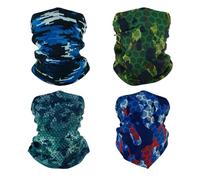 SMEHCF 4 Bandanas Polyvalents pour Femmes Hommes Bandeau Cagoule Cheveux Foulard Visage Demi Masque Cache-Cou Respirant Réutilisable Lavable Marron Bleu Vert Noir Camouflage Numérique