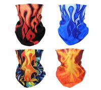 SMEHCF 4 Bandanas Polyvalents pour Femmes Hommes Bandeau Cagoule Cheveux Foulard Visage Demi Masque Cache-Cou Respirant Réutilisable Lavable Flamme Feu Phenix Noir Bleu