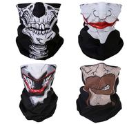 SMEHCF 4 Bandanas Polyvalents pour Femmes Hommes Bandeau Cagoule Cheveux Foulard Visage Demi Masque Cache-Cou Respirant Réutilisable Lavable Rouge Bleu Marron Crâne Vampire