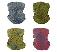 SMEHCF 4 Bandanas Polyvalents pour Femmes Hommes Bandeau Cagoule Cheveux Foulard Visage Demi Masque Cache-Cou Respirant Réutilisable Lavable Bleu Jaune Rouge Vert Fleur Cajou
