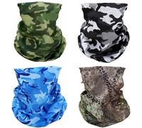 SMEHCF 4 Bandanas Polyvalents pour Femmes Hommes Bandeau Cagoule Cheveux Foulard Visage Demi Masque Cache-Cou Respirant Réutilisable Lavable Marron Bleu Vert Noir Blanc Forêt Camo