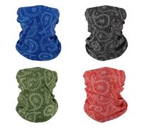 SMEHCF 4 Bandanas Polyvalents pour Femmes Hommes Bandeau Cagoule Cheveux Foulard Visage Demi Masque Cache-Cou Respirant Réutilisable Lavable Rouge Noir Vert Bleu Fleur Cajou