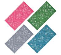 SMEHCF 4 Bandanas Polyvalents pour Femmes Hommes Bandeau Cagoule Cheveux Foulard Visage Demi Masque Cache-Cou Respirant Réutilisable Lavable Rose Gris Vert Bleu Fleur Cajou