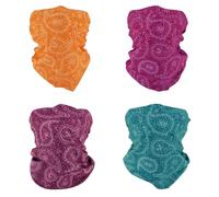 SMEHCF 4 Bandanas Polyvalents pour Femmes Hommes Bandeau Cagoule Cheveux Foulard Visage Demi Masque Cache-Cou Respirant Réutilisable Lavable Rouge Jaune Violet Bleu Fleur Cajou