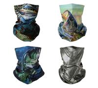 SMEHCF 4 Bandanas Polyvalents pour Femmes Hommes Bandeau Cagoule Cheveux Foulard Visage Demi Masque Cache-Cou Respirant Réutilisable Lavable Leurre Chien Poisson Achigan à Grande Bouche