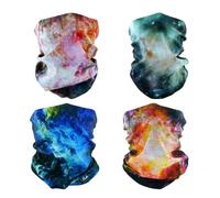 SMEHCF 4 Bandanas Polyvalents pour Femmes Hommes Bandeau Cagoule Cheveux Foulard Visage Demi Masque Cache-Cou Respirant Réutilisable Lavable Univers Nébuleuse Blure Orange